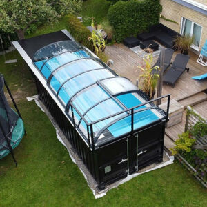 Piscina de contêineres 6,11 x 2,5m prontos para uso com telhado, pacote premium